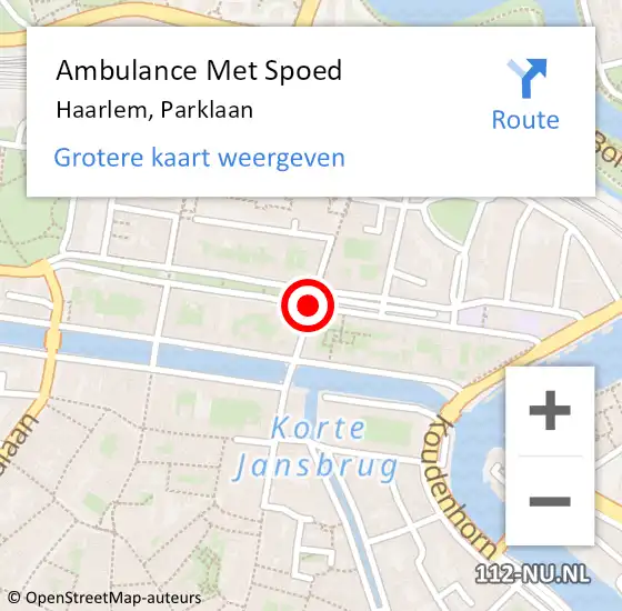 Locatie op kaart van de 112 melding: Ambulance Met Spoed Naar Haarlem, Parklaan op 22 april 2019 19:58