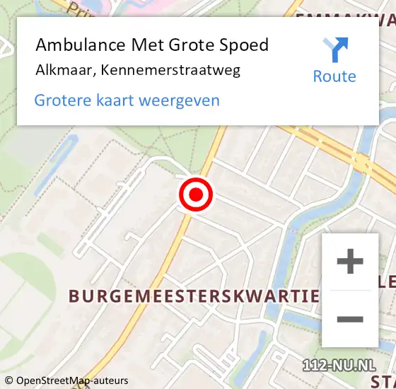 Locatie op kaart van de 112 melding: Ambulance Met Grote Spoed Naar Alkmaar, Kennemerstraatweg op 22 april 2019 22:53