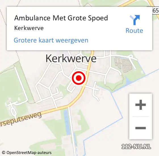 Locatie op kaart van de 112 melding: Ambulance Met Grote Spoed Naar Kerkwerve op 23 april 2019 00:20