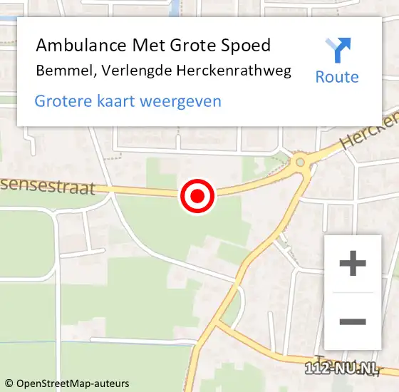 Locatie op kaart van de 112 melding: Ambulance Met Grote Spoed Naar Bemmel, Verlengde Herckenrathweg op 23 april 2019 06:04