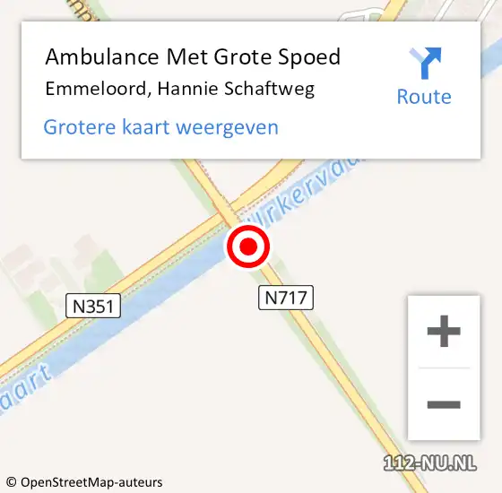 Locatie op kaart van de 112 melding: Ambulance Met Grote Spoed Naar Emmeloord, Hannie Schaftweg op 23 april 2019 07:02