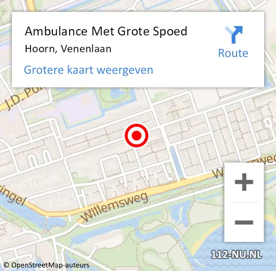Locatie op kaart van de 112 melding: Ambulance Met Grote Spoed Naar Hoorn, Venenlaan op 23 april 2019 08:49