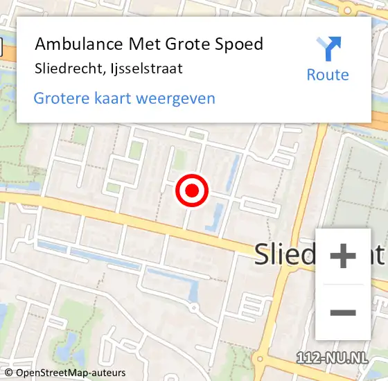 Locatie op kaart van de 112 melding: Ambulance Met Grote Spoed Naar Sliedrecht, Ijsselstraat op 23 april 2019 10:28
