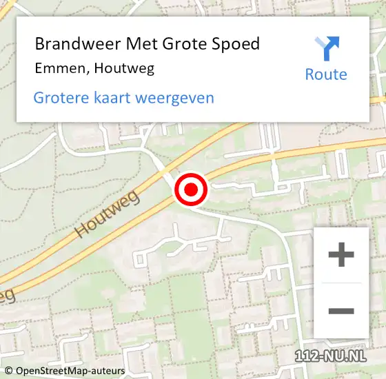 Locatie op kaart van de 112 melding: Brandweer Met Grote Spoed Naar Emmen, Houtweg op 23 april 2019 13:32