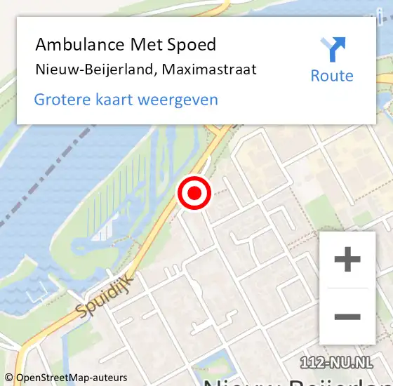 Locatie op kaart van de 112 melding: Ambulance Met Spoed Naar Nieuw-Beijerland, Maximastraat op 23 april 2019 15:23