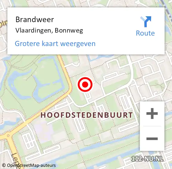 Locatie op kaart van de 112 melding: Brandweer Vlaardingen, Bonnweg op 23 april 2019 19:22