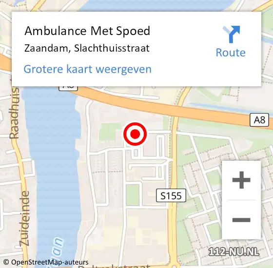 Locatie op kaart van de 112 melding: Ambulance Met Spoed Naar Zaandam, Slachthuisstraat op 23 april 2019 23:23