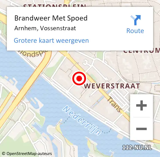 Locatie op kaart van de 112 melding: Brandweer Met Spoed Naar Arnhem, Vossenstraat op 23 april 2019 23:43