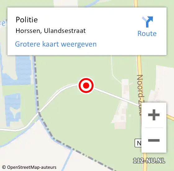 Locatie op kaart van de 112 melding: Politie Horssen, Ulandsestraat op 24 april 2019 06:24