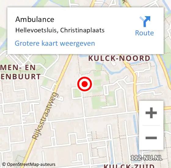 Locatie op kaart van de 112 melding: Ambulance Hellevoetsluis, Christinaplaats op 24 april 2019 09:05