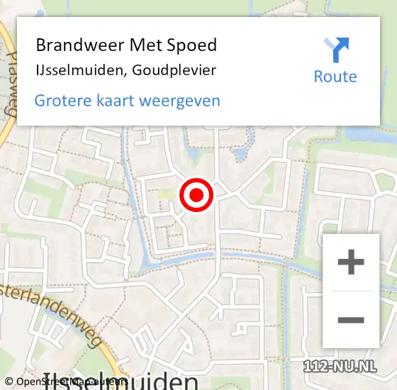Locatie op kaart van de 112 melding: Brandweer Met Spoed Naar IJsselmuiden, Goudplevier op 24 april 2019 10:46