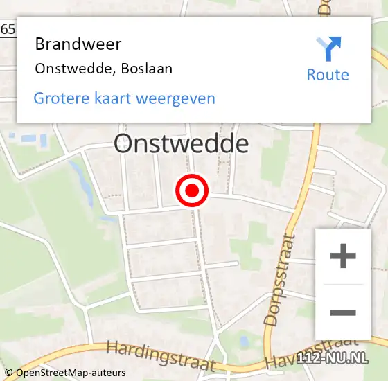 Locatie op kaart van de 112 melding: Brandweer Onstwedde, Boslaan op 24 april 2019 12:20