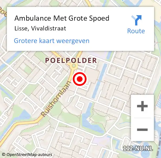 Locatie op kaart van de 112 melding: Ambulance Met Grote Spoed Naar Lisse, Vivaldistraat op 24 april 2019 12:53
