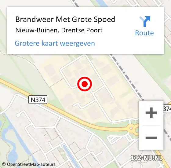 Locatie op kaart van de 112 melding: Brandweer Met Grote Spoed Naar Nieuw-Buinen, Drentse Poort op 24 april 2019 14:18