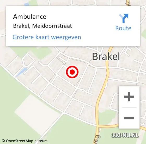 Locatie op kaart van de 112 melding: Ambulance Brakel, Meidoornstraat op 24 april 2019 15:34