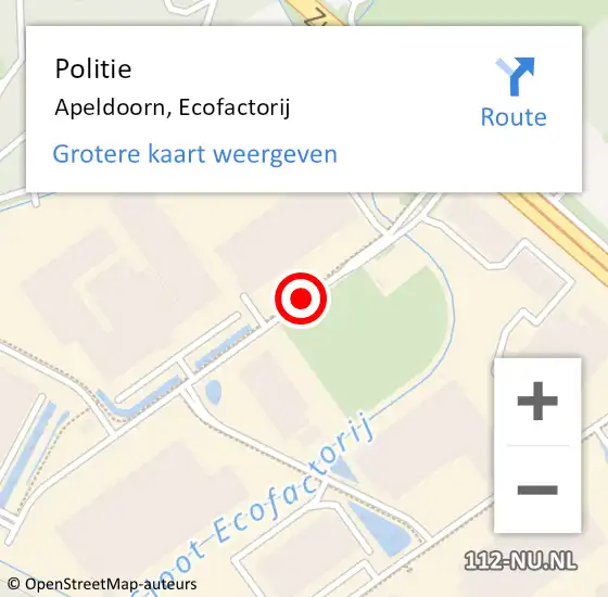 Locatie op kaart van de 112 melding: Politie Apeldoorn, Ecofactorij op 24 april 2019 15:36