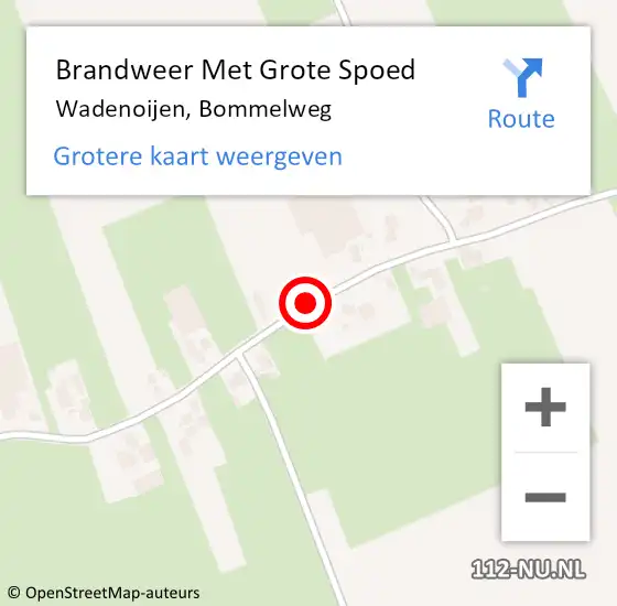 Locatie op kaart van de 112 melding: Brandweer Met Grote Spoed Naar Wadenoijen, Bommelweg op 24 april 2019 16:25