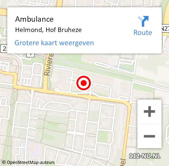 Locatie op kaart van de 112 melding: Ambulance Helmond, Hof Bruheze op 24 april 2019 16:35
