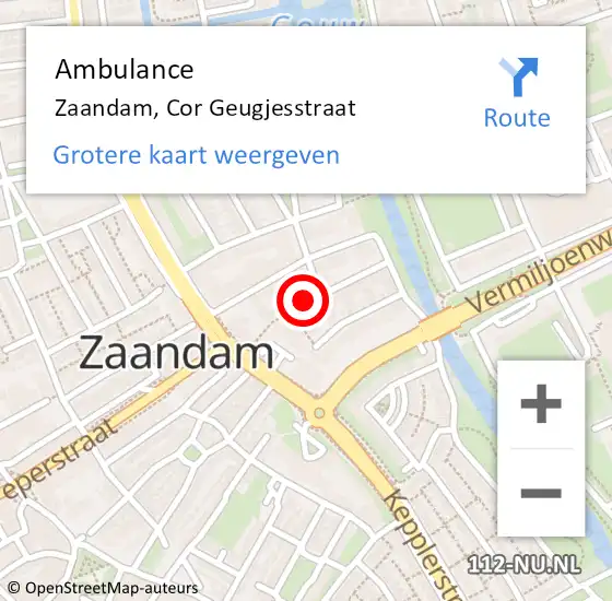 Locatie op kaart van de 112 melding: Ambulance Zaandam, Cor Geugjesstraat op 24 april 2019 18:40