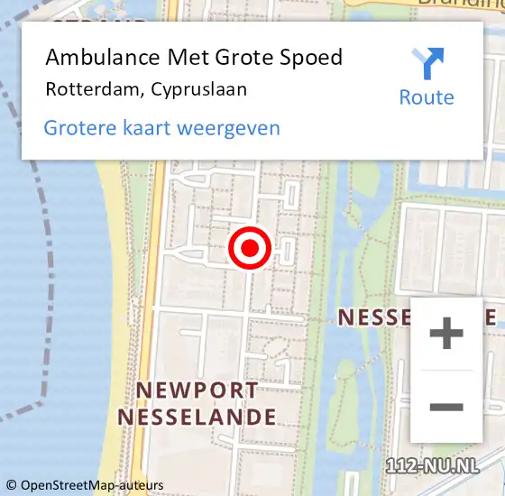 Locatie op kaart van de 112 melding: Ambulance Met Grote Spoed Naar Rotterdam, Cypruslaan op 24 april 2019 21:38