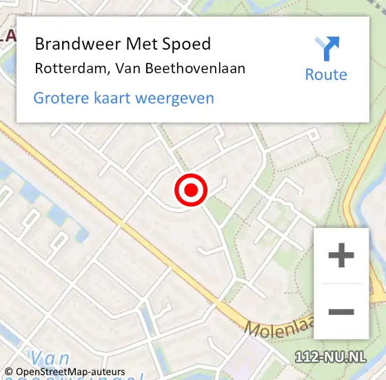 Locatie op kaart van de 112 melding: Brandweer Met Spoed Naar Rotterdam, Van Beethovenlaan op 25 april 2019 03:04