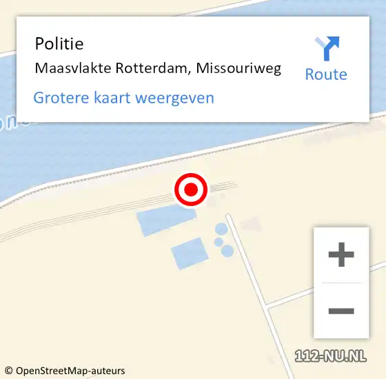Locatie op kaart van de 112 melding: Politie Maasvlakte Rotterdam, Missouriweg op 25 april 2019 06:13