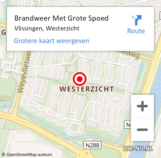 Locatie op kaart van de 112 melding: Brandweer Met Grote Spoed Naar Vlissingen, Westerzicht op 25 april 2019 08:04