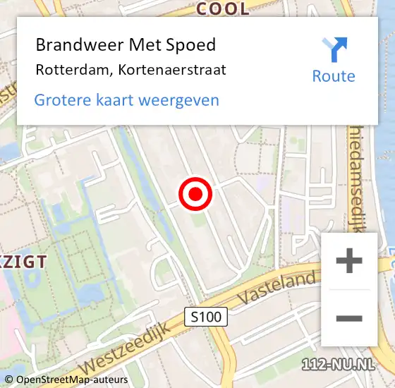 Locatie op kaart van de 112 melding: Brandweer Met Spoed Naar Rotterdam, Kortenaerstraat op 25 april 2019 08:08