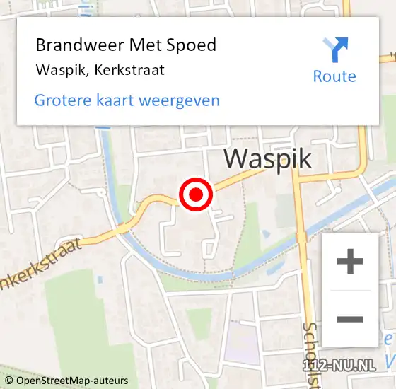 Locatie op kaart van de 112 melding: Brandweer Met Spoed Naar Waspik, Kerkstraat op 25 april 2019 08:29