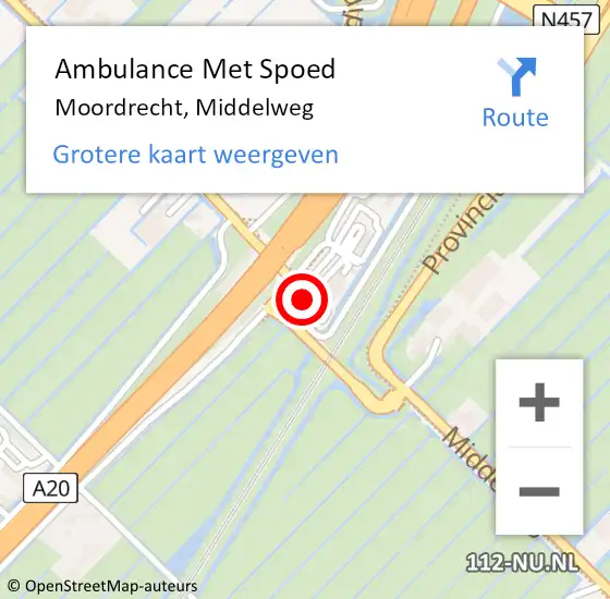 Locatie op kaart van de 112 melding: Ambulance Met Spoed Naar Moordrecht, Middelweg op 25 april 2019 08:41