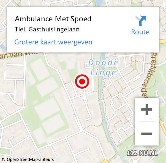 Locatie op kaart van de 112 melding: Ambulance Met Spoed Naar Tiel, Gasthuislingelaan op 25 april 2019 08:42
