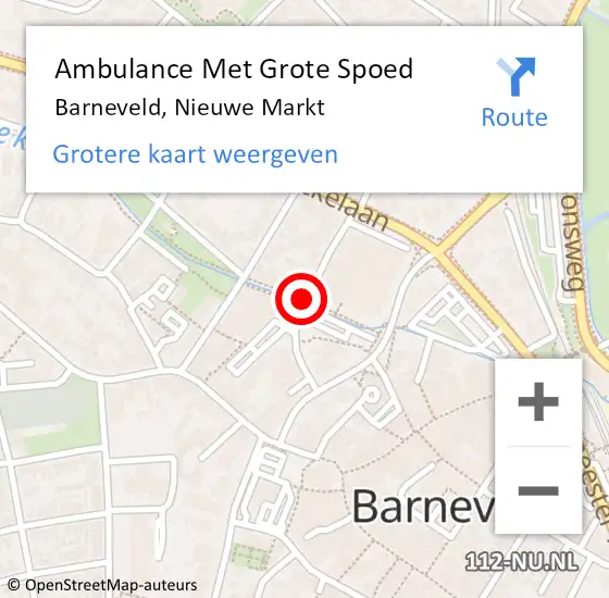 Locatie op kaart van de 112 melding: Ambulance Met Grote Spoed Naar Barneveld, Nieuwe Markt op 25 april 2019 08:47