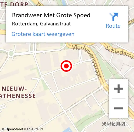 Locatie op kaart van de 112 melding: Brandweer Met Grote Spoed Naar Rotterdam, Galvanistraat op 25 april 2019 12:53
