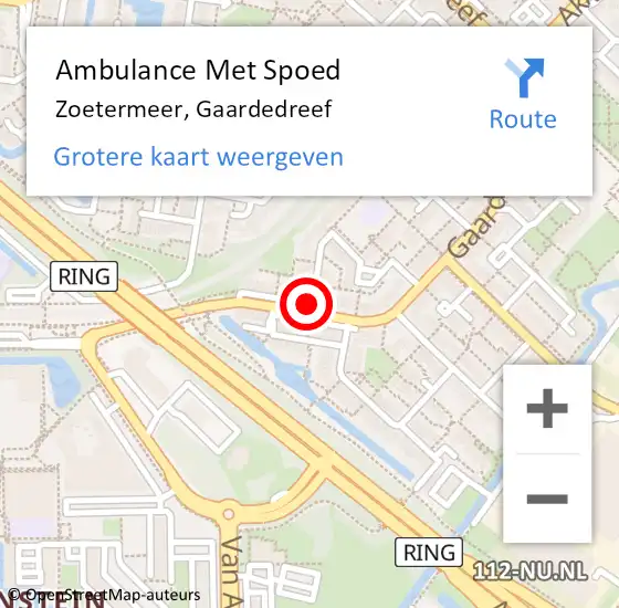 Locatie op kaart van de 112 melding: Ambulance Met Spoed Naar Zoetermeer, Gaardedreef op 25 april 2019 13:46