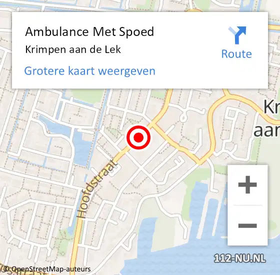 Locatie op kaart van de 112 melding: Ambulance Met Spoed Naar Krimpen aan de Lek op 25 april 2019 15:54