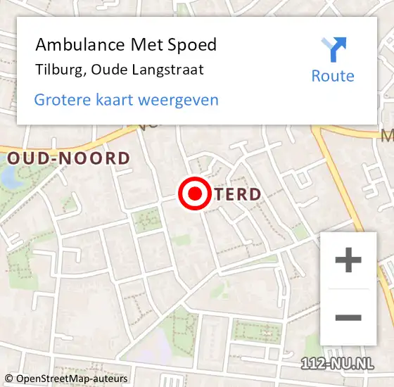 Locatie op kaart van de 112 melding: Ambulance Met Spoed Naar Tilburg, Oude Langstraat op 25 april 2019 16:00