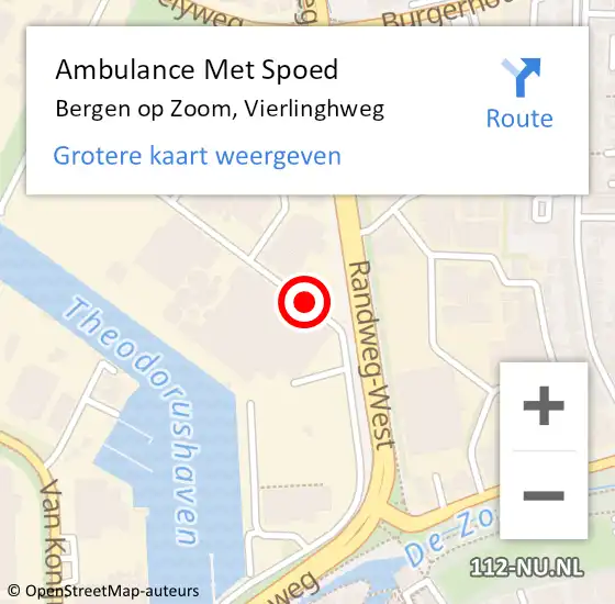 Locatie op kaart van de 112 melding: Ambulance Met Spoed Naar Bergen op Zoom, Vierlinghweg op 25 april 2019 17:12
