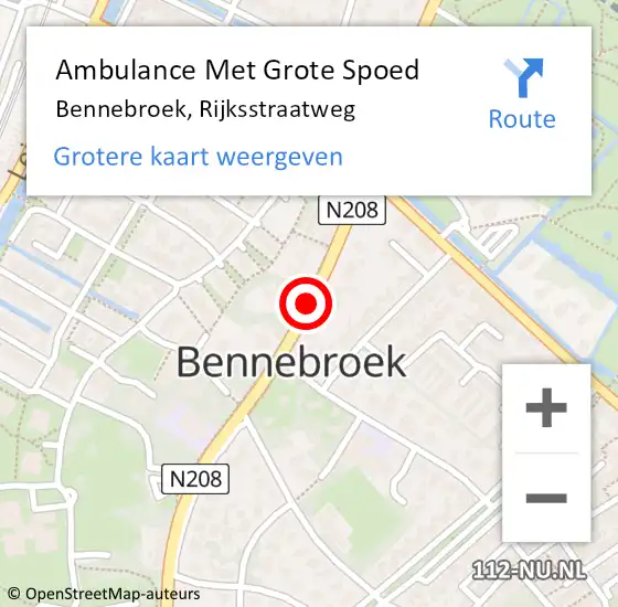 Locatie op kaart van de 112 melding: Ambulance Met Grote Spoed Naar Bennebroek, Rijksstraatweg op 25 april 2019 17:43