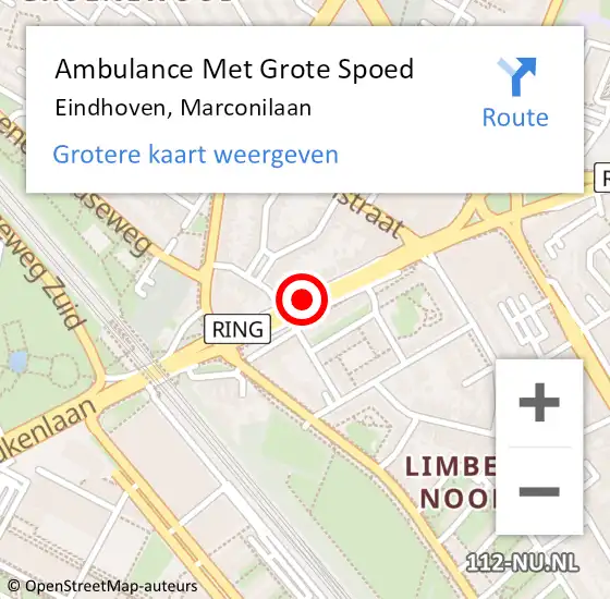 Locatie op kaart van de 112 melding: Ambulance Met Grote Spoed Naar Eindhoven, Marconilaan op 25 april 2019 18:05