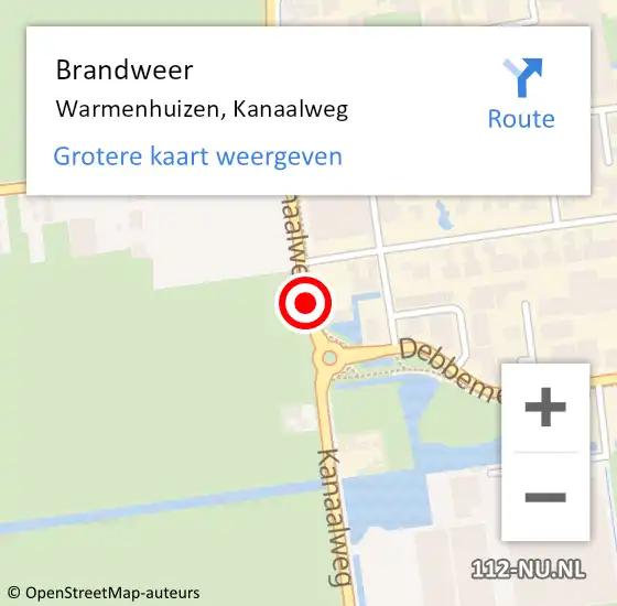 Locatie op kaart van de 112 melding: Brandweer Warmenhuizen, Kanaalweg op 25 april 2019 18:29