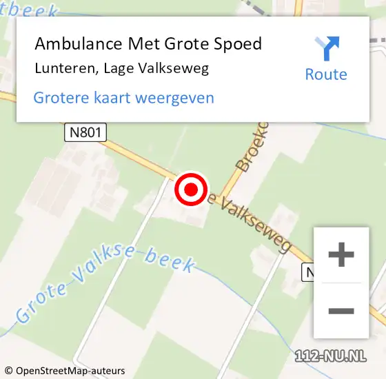 Locatie op kaart van de 112 melding: Ambulance Met Grote Spoed Naar Lunteren, Lage Valkseweg op 25 april 2019 18:59