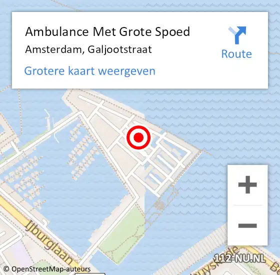 Locatie op kaart van de 112 melding: Ambulance Met Grote Spoed Naar Amsterdam, Galjootstraat op 25 april 2019 20:24