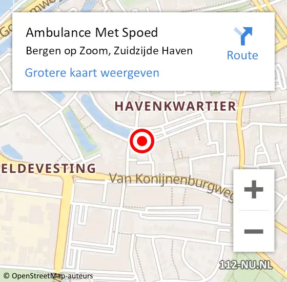 Locatie op kaart van de 112 melding: Ambulance Met Spoed Naar Bergen op Zoom, Zuidzijde Haven op 25 april 2019 21:51