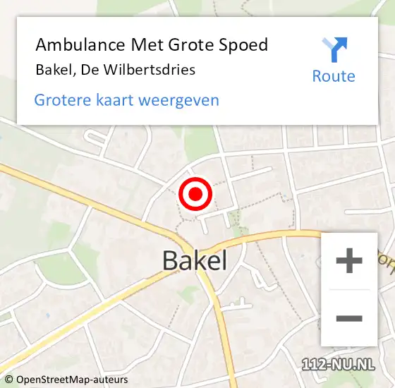 Locatie op kaart van de 112 melding: Ambulance Met Grote Spoed Naar Bakel, De Wilbertsdries op 26 april 2019 05:38