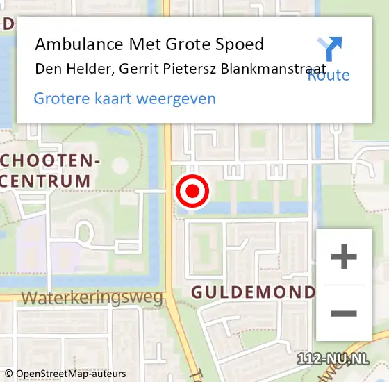 Locatie op kaart van de 112 melding: Ambulance Met Grote Spoed Naar Den Helder, Gerrit Pietersz Blankmanstraat op 26 april 2019 05:40