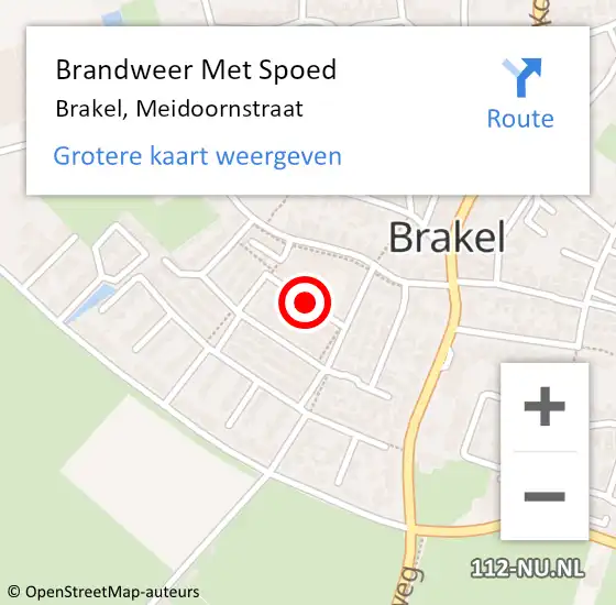 Locatie op kaart van de 112 melding: Brandweer Met Spoed Naar Brakel, Meidoornstraat op 26 april 2019 13:06