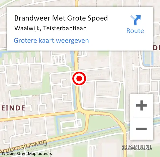 Locatie op kaart van de 112 melding: Brandweer Met Grote Spoed Naar Waalwijk, Teisterbantlaan op 26 april 2019 14:46