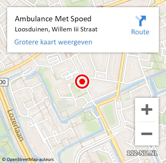 Locatie op kaart van de 112 melding: Ambulance Met Spoed Naar Loosduinen, Willem Iii Straat op 26 april 2019 16:11