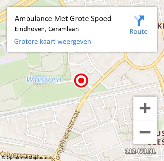 Locatie op kaart van de 112 melding: Ambulance Met Grote Spoed Naar Eindhoven, Ceramlaan op 26 april 2019 16:40
