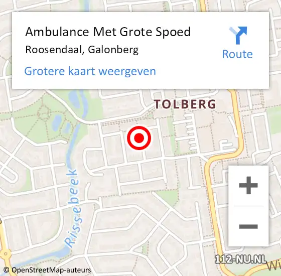 Locatie op kaart van de 112 melding: Ambulance Met Grote Spoed Naar Roosendaal, Galonberg op 26 april 2019 19:27